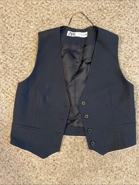 Zara Men's Black Tailored Waistcoat Vest